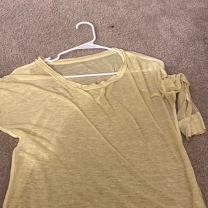 Yellow long sleeve see through shirt